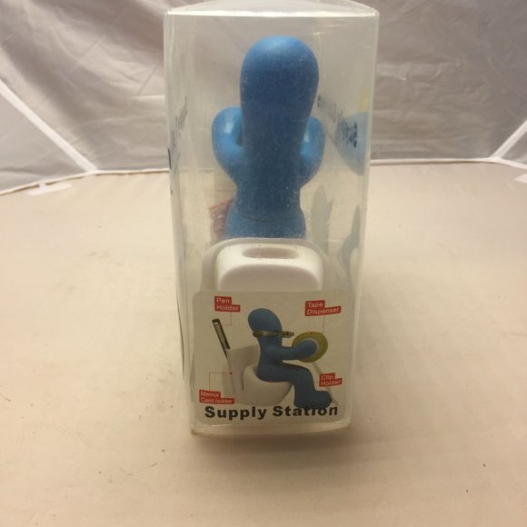 Supply Station Tape Dispenser Pen Memo Clip Holder Office Desk Toilet Humor - Picture 4 of 9